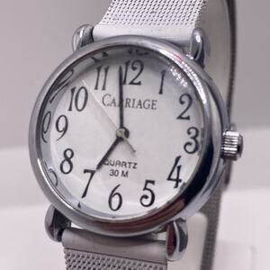 Carriage By Timex Vintage Worn White Band New Battery